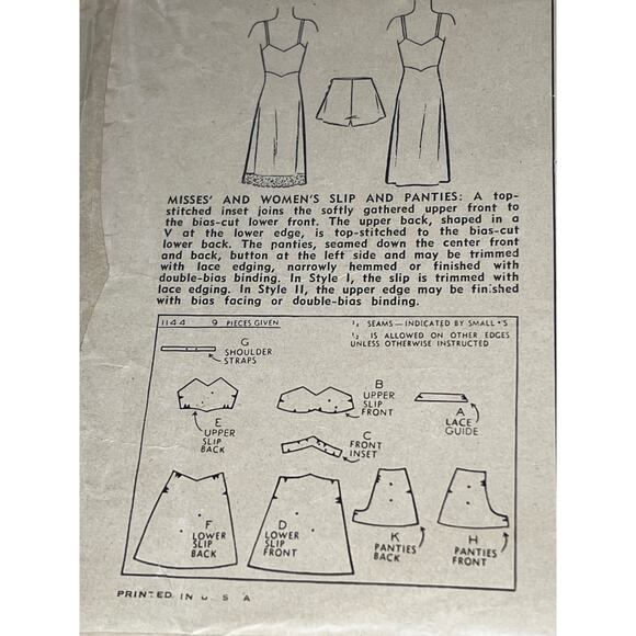 Simplicity Sewing pattern 1144 dress slip half slip 1940 size 16 bust 34 - Picture 8 of 11